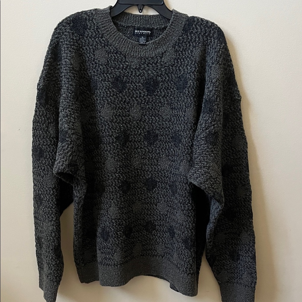 Reunion Olive Green and Gray Crewneck Sweater